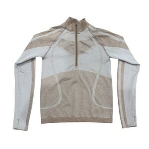 DaVina Womens Brown Stretch Performance Quarter Zip Activewear Top XL Running